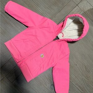Carhartt Girls Bright Pink Hooded Sherpa-Lined Jacket